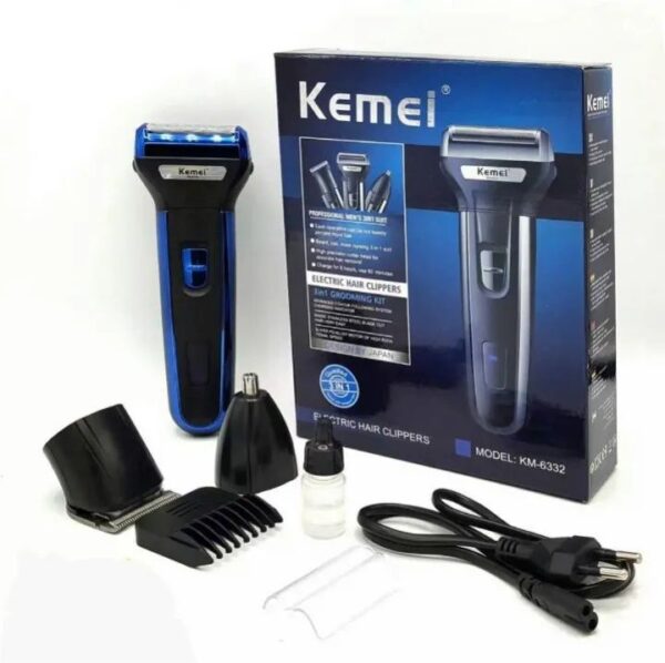 kemei 3 In 1 Professional Hair Trimmer Nose Beard Trimmer Safe Face Care Hair Cutting Machine Rechargable Hair Clipper