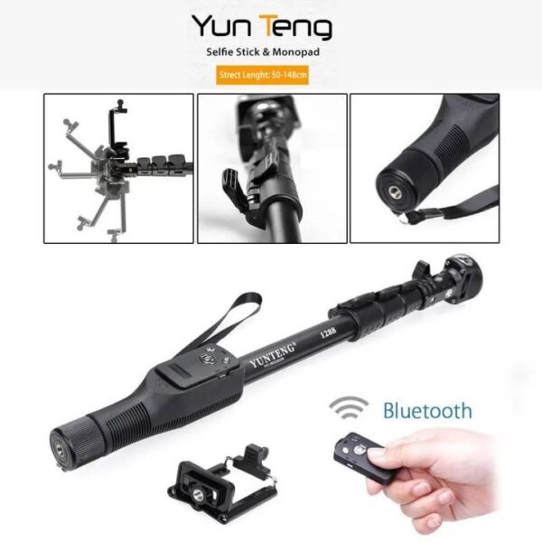 Original YT 1288 Bluetooth Selfie Stick Extendable Handheld Monopod Tripod YT 1288 Portable Holder for Cameras and Phones