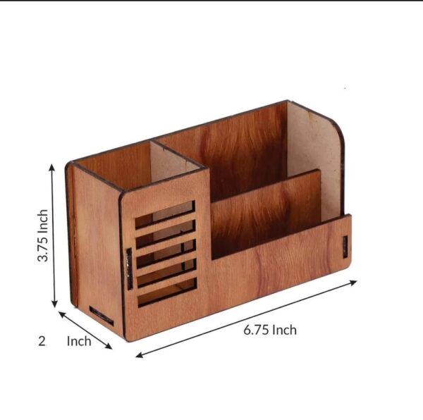 1 Pc Mobile Holder Wooden Desk Organizer - Image 2