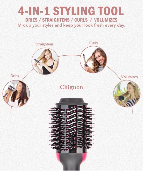 Hot Air Brush Multi-Function Hair Dryer Straightener Curler Comb One Step Professional Salon Hair Styler - Image 4