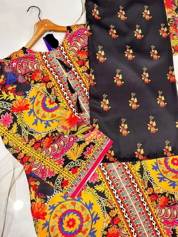 Stunning Women's Stitched 2 Pcs Silk Printed Shirt And Trouser Set - Image 3