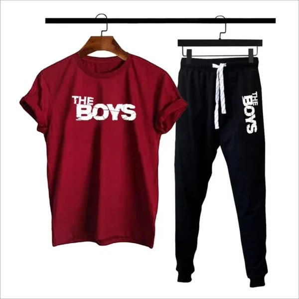 2 Pcs Men's Cotton Jersey Printed Track Suit