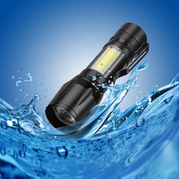 Torch - Mini LED Micro USB Charging with Cable and Case - USB Charging Powerful Flashlight 3800LM XPE COB Small Rechargeable - Flash Light Zoomab - Image 2