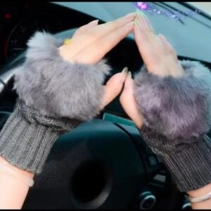 Women Gloves Plush Faux Knitting Wool Keep Warm Fashion Short Mitten Fingerless Girl Half Finger Winter Warm Glove - Image 3