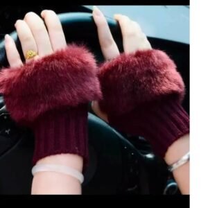 Women Gloves Plush Faux Knitting Wool Keep Warm Fashion Short Mitten Fingerless Girl Half Finger Winter Warm Glove - Image 5